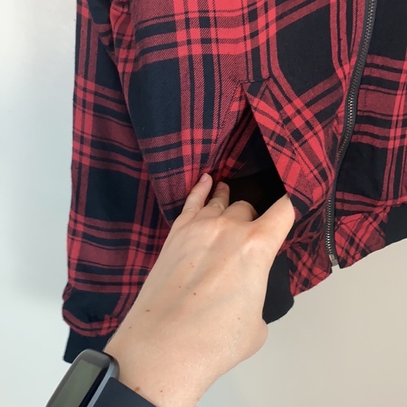 Sanctuary Dylan Red Plaid Bomber Jacket Size Small - Picture 10 of 16